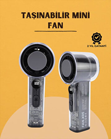 Yüksek Verimli Soğutmalı El Fanı | 100 Seviye Hız Kontrolü | 6 Saat Pil Ömrü