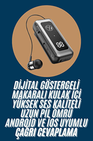 Makaralı Kulaklık SD Kart Girişli Dijital Göstergeli Kablolu Bluetooth Kulaklık