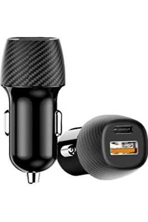 Hızlı Oto Şarj Cihazı 38W Çift Girişli HIzlı Şarj Oto Çakmaklık Type-C