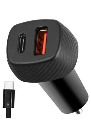 Araç İçi Şarj Cihazı 38W Güç Kapasiteli Type-C Girişli Araba Çakmaklık