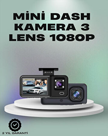 3 Kanallı Araç Kamerası – Full HD 1080P Kayıt, 2” Ekran, Park Gözetimi Desteği