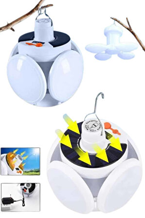 Katlanabilir Askılı Kamp Lambası 5 Kanatlı Pratik Güneş Enerjili