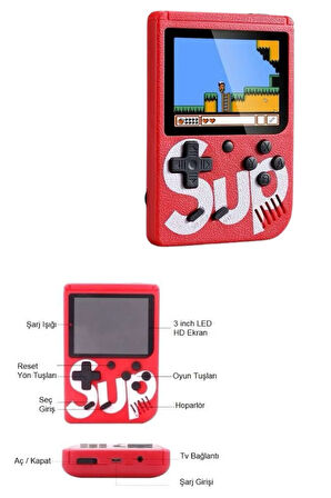 Çocuklara Özel Taşınabilir Sup El Atarisi 400 Oyunlu Nostaljik Oyun Konsolu