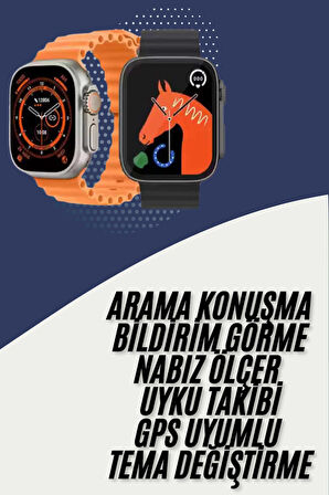 Akıllı Saat Kordon Hediyeli Güçlü Batarya Kapasiteli Titreşimli Bildirim Görme Unisex