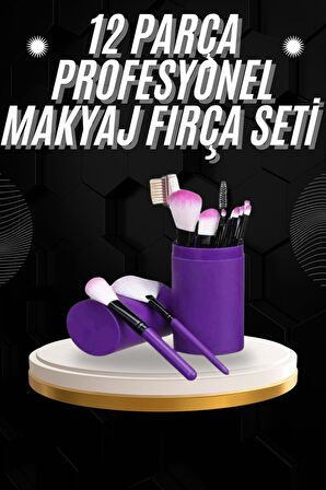 12 Parça Profesyonel Makyaj Fırçası Far Fırçası Allık Fırçası Yumuşak Kıllı