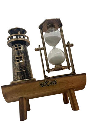 Hediyelik Eşya Retro Ahşap Deniz Feneri Kum Saati Biblo