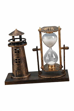 Hediyelik Eşya Retro Ahşap Deniz Feneri Kum Saati Biblo