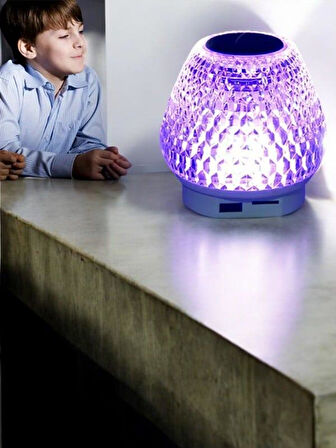 G5 Kristal Şarjlı Masa Lambası - 7 Renk Gece Lambası ve Bluetooth Hoparlör