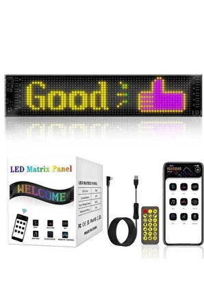 Led Matrix Bluetooth Bağlantılı Araç Camına Uygun Pixsel Görünümlü 16X96