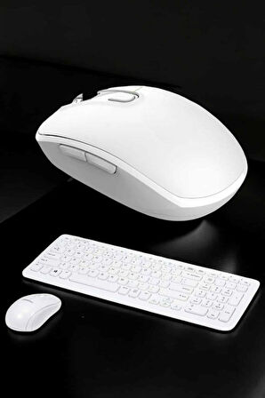 Beyaz Kablosuz Klavye Fare Seti Kablosuz Fare USB Alıcı PC Uyumlu