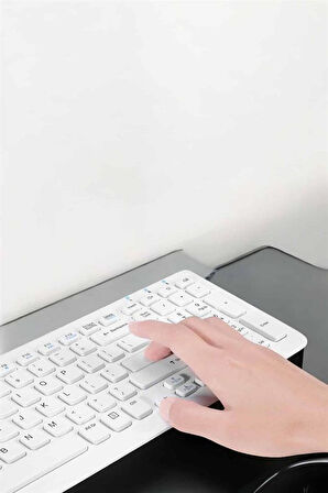 Q Klavye Beyaz Klavye Ve Mouse Seti Kablosuz USB Girişli