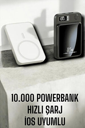 22.5W Magsafe Kablosuz Şarjlı Powerbank Dijital Ekran ve Hızlı Şarj