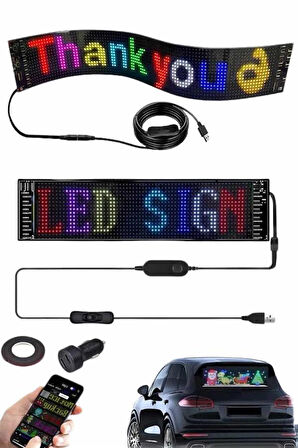 Cama Yapışan En Büyük Boy 16X96 Telefon Kontrollü Led Ekran Digital Araba Yazısı