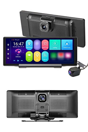 Android ve İOS Uyumlu Ön Arka Çift Kameralı Araç Ekranı Dokunmatik CarPlay