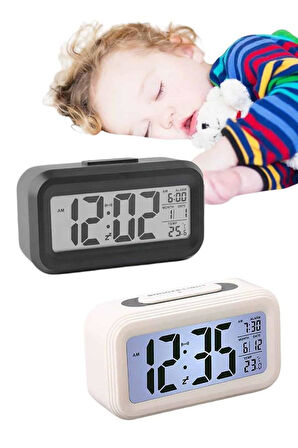 Gece Dijital Masa Saati Dijital Alarmlı Led Ekran Pilli Çalar Saat