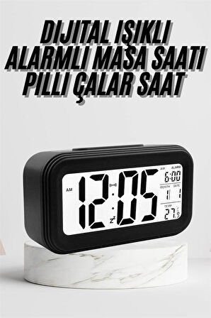 Dijital Masa Saati Termometre Takvim Led Ekran Pilli Ev Ofis Masası