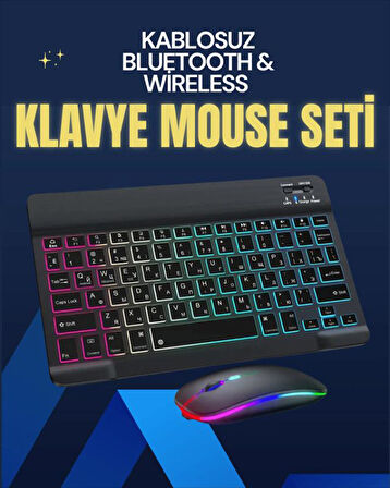 Şık ve Sessiz Tasarımlı Işıklı Klavye Mouse Seti – Şarjlı, Wireless