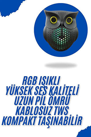 Baykuş Görünümlü Işıklı Bluetooth Speaker Bluetooth Hoparlör