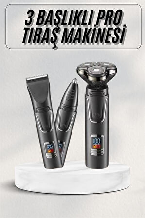 Yüksek Performanslı 3 Başlıklı Profesyonel Şarjlı Islak ve Kuru Kullanıma Uygun