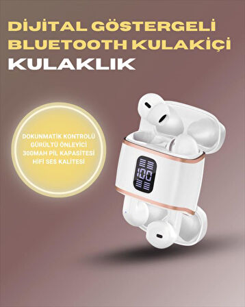 Bluetooth 5.3 Kulaklık – 4 Adet, Çift Kulaklıklı, Dijital Göstergeli, ANC + ENC