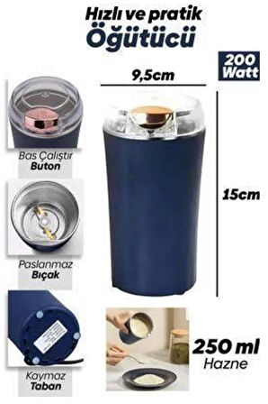 Dayanıklı Paslanmaz Çelik Kolay Kullanım Kahve Ve Baharat Öğütücü