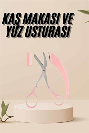 Kavisli Kaş Kirpik Düzeltici Bıyık Alma Taraklı Kaş Makası Yüz Bakım Seti Makas