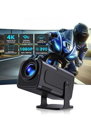 Android Projeksiyon Siyah Taşınabilir Sinema Projektörü 4k 1080p Ev Sineması Bluetooth