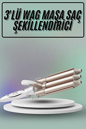 Saç Şekillendirici Wag Maşa Üçlü Yüksek Isı Ayarlı Seramik Kaplama