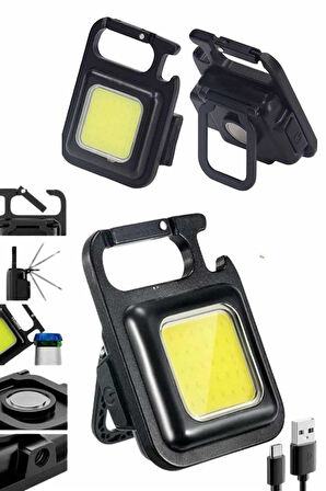 Kamp Çadır Lambası Şarjlı El Feneri Işıldak Anahtarlık Mini Mıknatıslı