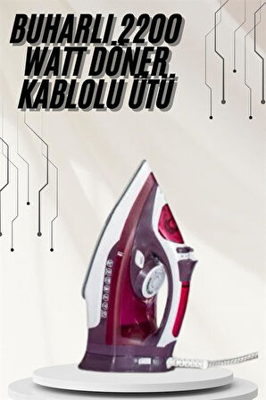 Modern Tasarım 2200W Dayanıklı Buharlı Seramik Kaplama Ütü