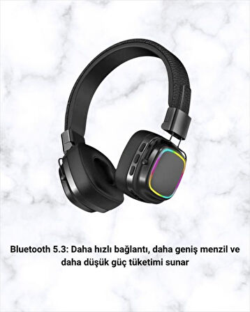 RGB Işıklı Katlanabilir Bluetooth 5.3 Kulak Üstü Kulaklık