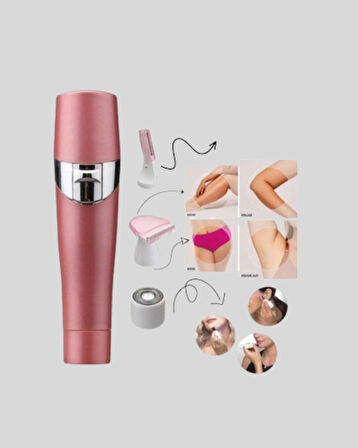 3 Başlıklı Yüz ve Vücut Tüy Temizleme Cihazı Pembe