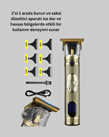 Kablosuz Saç Sakal Düzeltici – Çoklu Başlık ve Taraklı