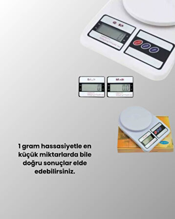 Beyaz Plastik Dijital Mutfak Tartısı – 24x16.8x1.5cm