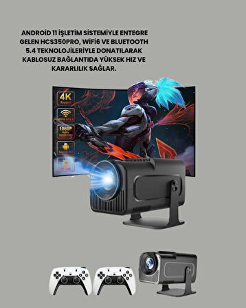 HCS350pro Android 11 İşletim Sistemli Mini Projektör