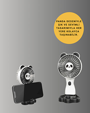Dekoratif Panda Tasarımlı Küçük Boy Fan