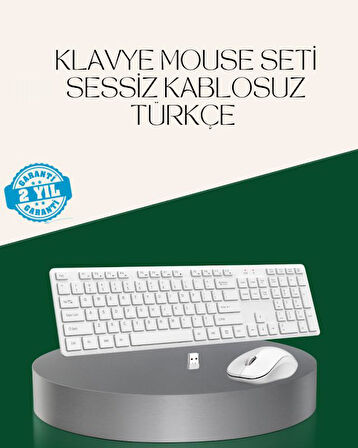 Ergonomik Kablosuz Klavye Mouse Takımı - Tam Boy, Sessiz ve Güvenilir