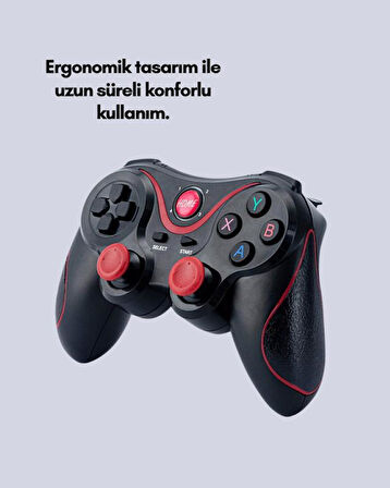 Ergonomik Tasarımlı Kablosuz Bluetooth Gamepad Titreşimli