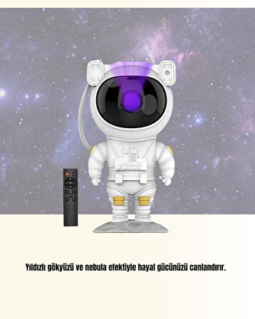 Bluetooth ve Dahili Ses Özellikli Astronot Projeksiyon Lambası