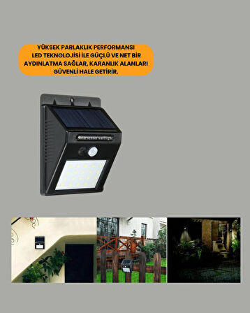 Su Geçirmez IP65 20 LED Solar Sensörlü Bahçe ve Veranda Aydınlatma