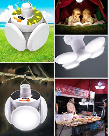 Katlanabilir 5 Kanatlı Solar LED Bahçe ve Kamp Lambası