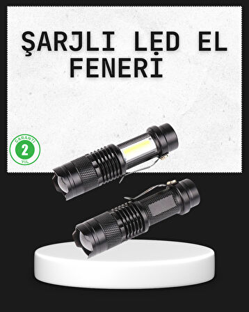 Odak Ayarlı 2000 Lümen Şarjlı LED El Feneri