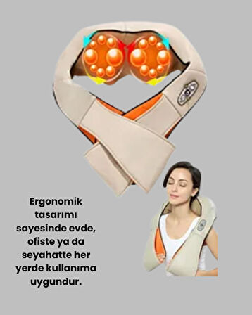 Ovmalı Isıtmalı Boyun Omuz Bel Masaj Aleti Kas ve Eklem Ağrılarına Etkili