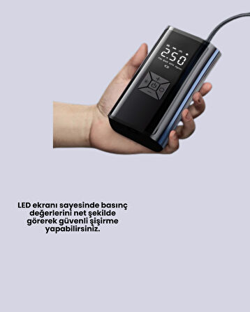 80W Kablosuz Dijital Ekranlı Taşınabilir Lastik Şişirme Pompası