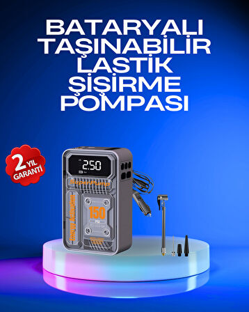 6000mAh Bataryalı LED Ekranlı Akıllı Hava Kompresörü