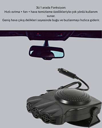 360° Ayarlanabilir Araç İçi Isıtıcı ve Fan