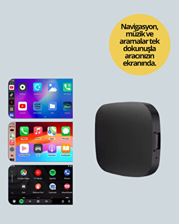 Kablosuz CarPlay ve Android Auto Dönüştürücü Adaptör