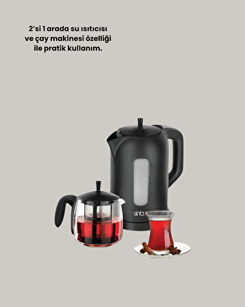 Sıcak Tutma Özellikli 2’si 1 Arada Çay Makinesi ve Su Isıtıcı