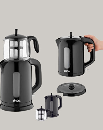 0,9 L Cam Demlik ve 1,7 L Su Haznesi ile Çay Keyfi