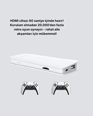 HDMI ve Kablosuz Kontrolcülü 20.000 Oyunlu Retro Oyun Konsolu